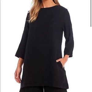 Navy Blue Twyla 3/4 sleeve Linen Tunic